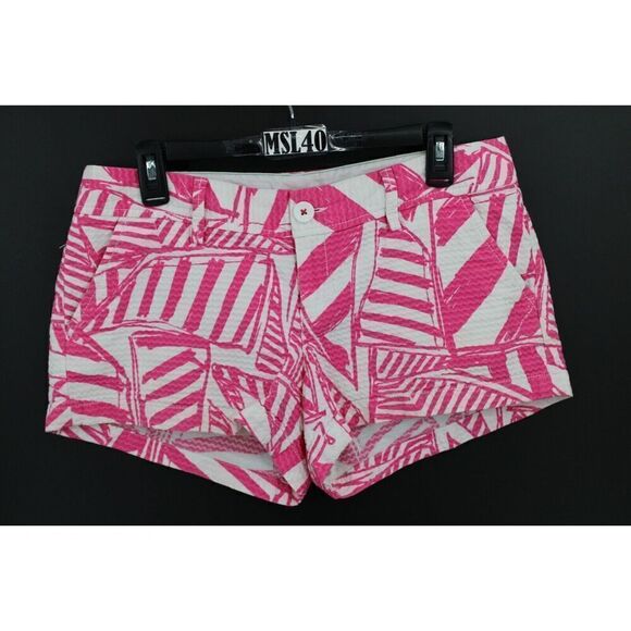 Lilly Pulitzer Walsh short Pink White Yacht Sea Sailboat Print size 8 - Picture 1 of 9